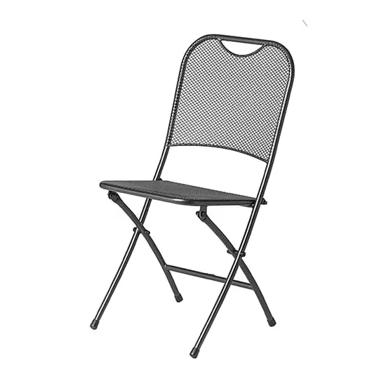 Prats Folding Dining Chair - Grey, Metal