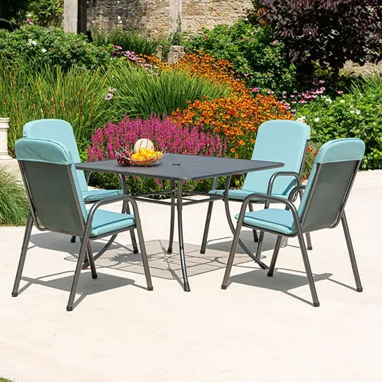 Prats Outdoor Dining Set with 4 Chairs - Jade Cushions