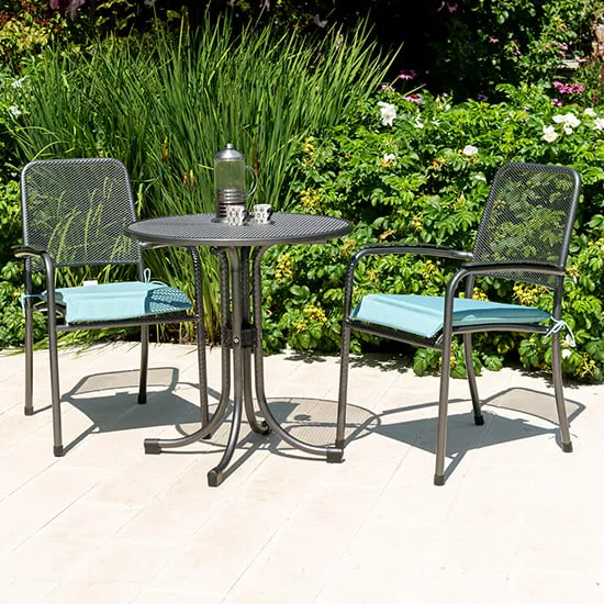 Prats Round Bistro Set with 2 Armchairs - Jade, Metal