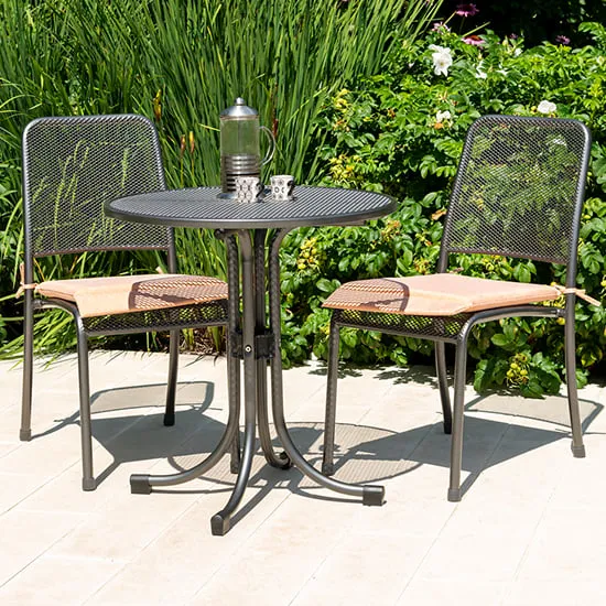 Prats Round Bistro Set with 2 Chairs - Ochre, Metal