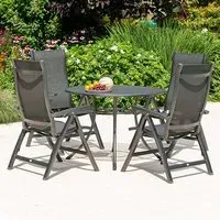 Prats Round Dining Set with 4 Recliners - Grey, Metal