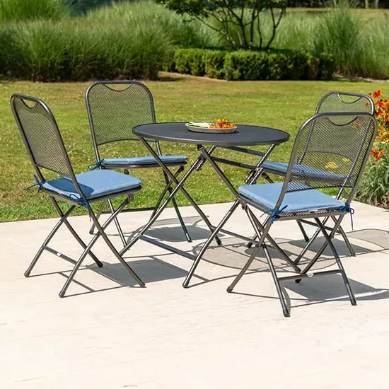 Prats Round Dining Table with 4 Chairs - Blue