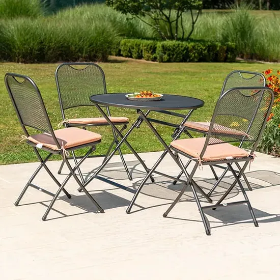 Prats Round Dining Table with 4 Chairs - Ochre