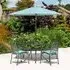Prats Round Outdoor Dining Set with Parasol - Jade, Metal