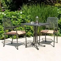 Prats Square Bistro Set with 2 Armchairs - Ochre, Metal