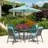 Prats Square Dining Set with Parasol - Jade, Metal