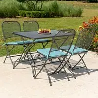 Prats Square Outdoor Dining Set - Jade, Metal