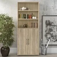 Prax 2 Door 5 Shelf Office Storage Cabinet - Oak