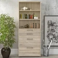 Prax 5 Shelf Office Storage Cabinet with Drawers - Oak