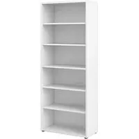 Prax 5 Shelves Bookcase - White