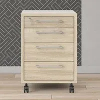 Prax Mobile Office Pedestal with 4 Drawers - Oak