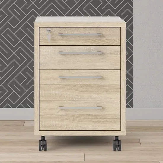 Prax Mobile Office Pedestal with 4 Drawers - Oak image