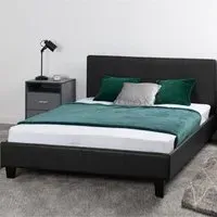Prenon Double Bed Frame - Black, Faux Leather