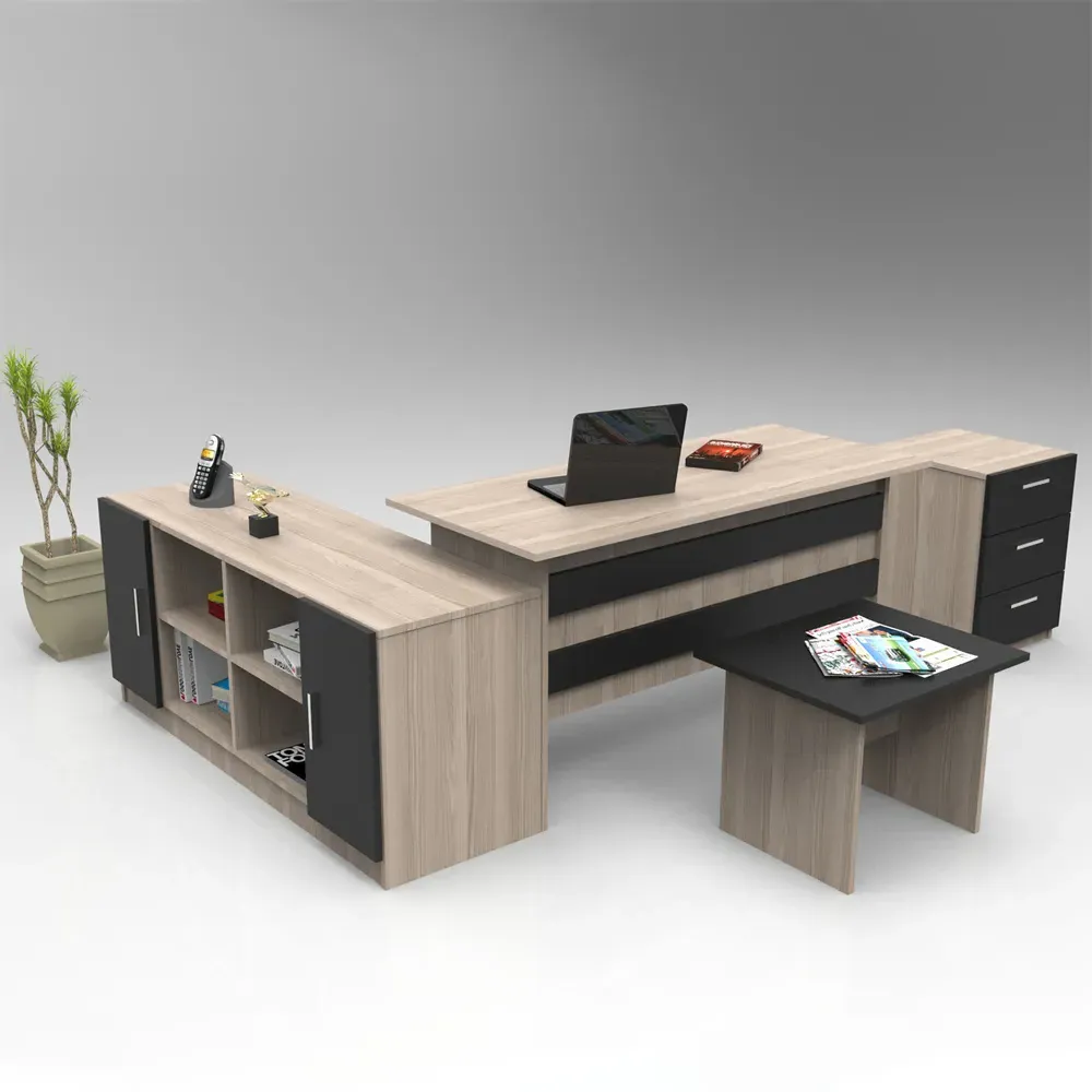 Prescott Corner Executive Office Furniture Set - Oak, Black product
