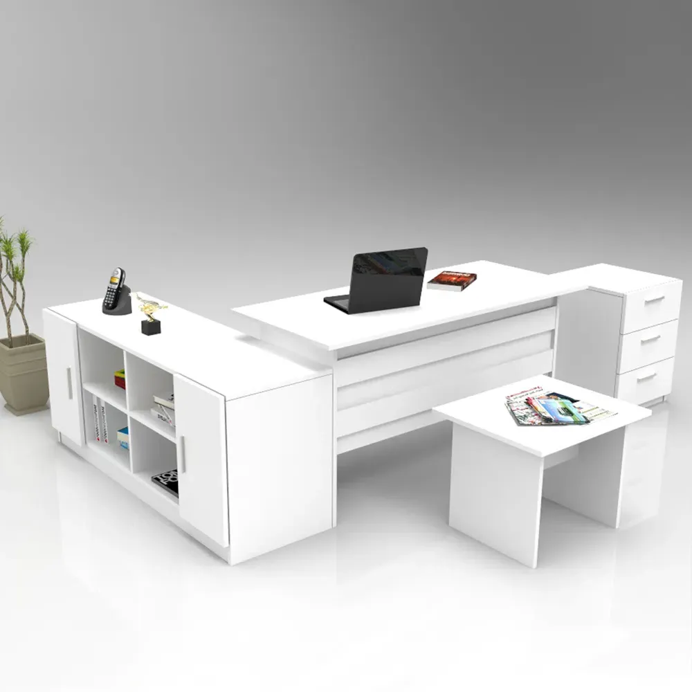 Prescott Corner Executive Office Furniture Set - White, Melamine product