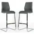 Prestina Bar Stools with Chrome Legs - Grey, PU Leather