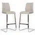 Prestina Bar Stools with Chrome Legs - Taupe, PU Leather