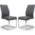 Prestina Dining Chairs with Chrome Legs - Grey, Faux Leather