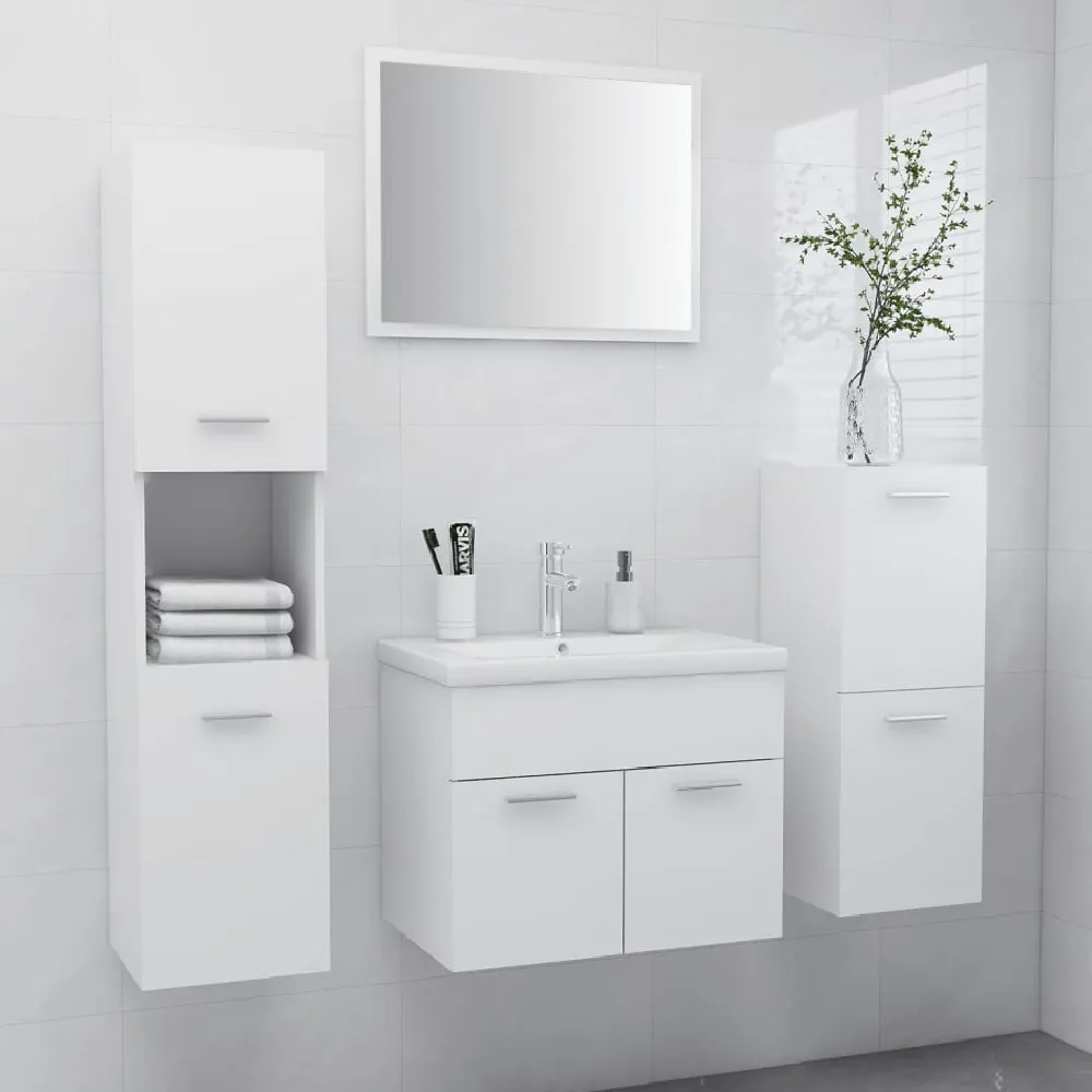 Preston 60cm Bathroom Furniture Set - White, Engineered Wood product