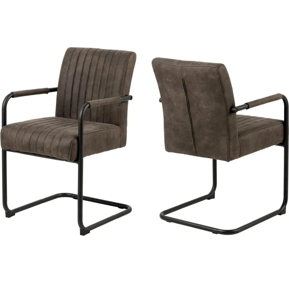 Preston Dining Chairs with Armrests - Anthracite, Fabric image