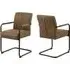 Preston Dining Chairs with Armrests - Light Brown, Fabric