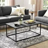 Preston Rectangular Coffee Table - Dark Concrete Effect, Wood