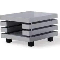 Preston Square Lamp Table - Light Grey, High Gloss