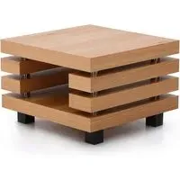 Preston Square Lamp Table - White, Oak