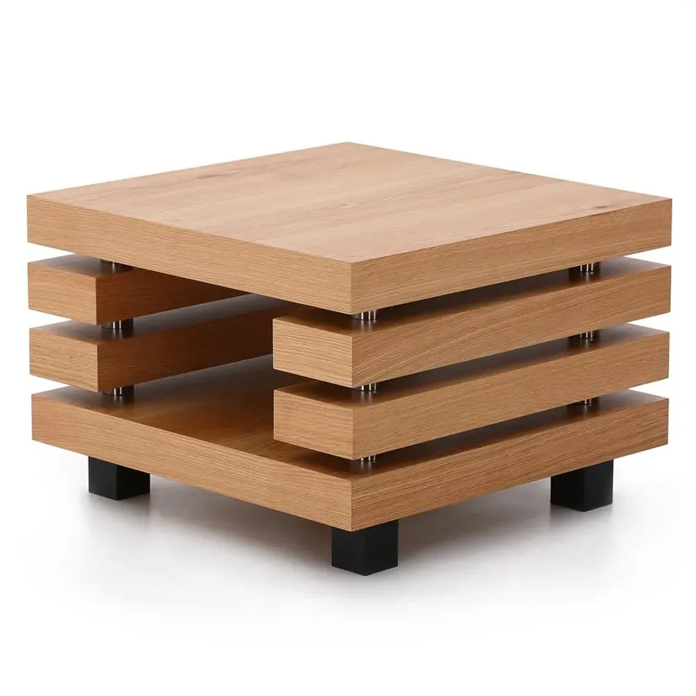 Preston Square Lamp Table - White, Oak