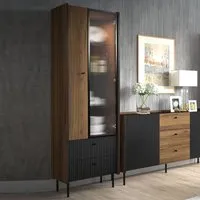 Preston Tall Display Cabinet with 2 Doors - Oak Walnut