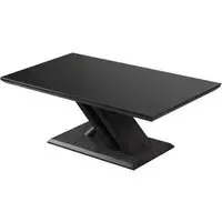 Prisca Coffee Table - Black Glass, Wood Chrome Base