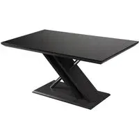 Prisca Dining Table - Black Glass, Wood Chrome Base