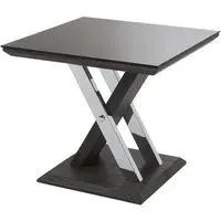 Prisca End Table - Black Glass, Wood Chrome Base