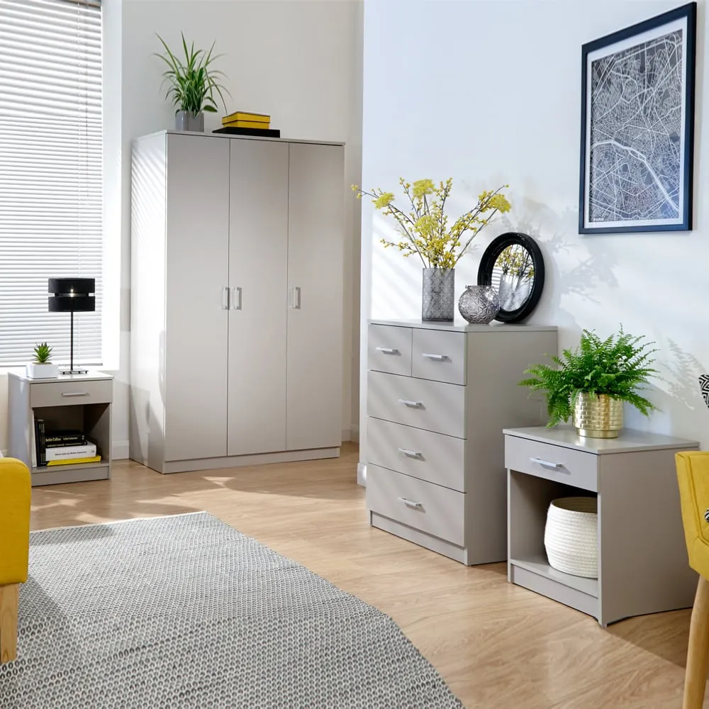Probus 3-Door Bedroom Set with Storage - Light Grey image