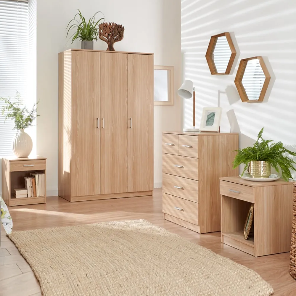 Probus 3-Door Bedroom Set with Storage - Oak