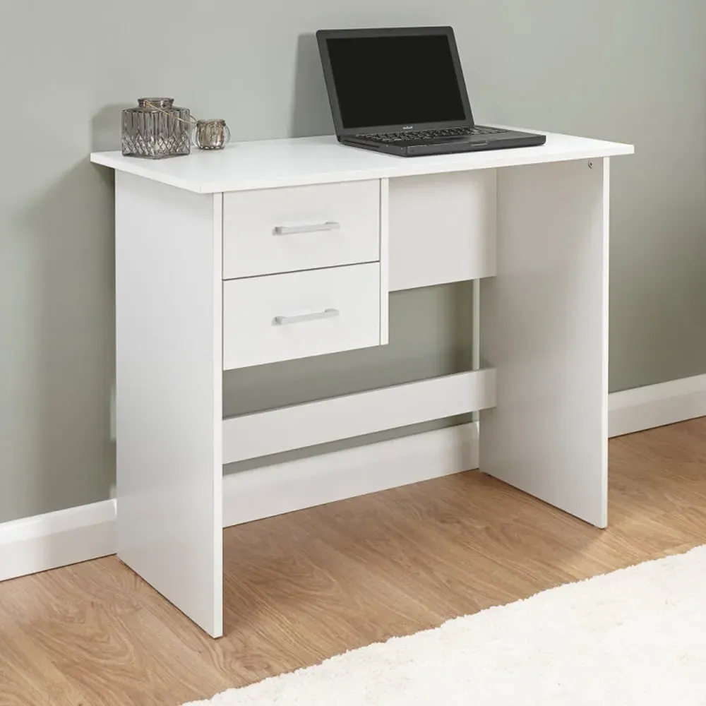 Probus Laptop Desk with 2 Drawers - White, Wood image