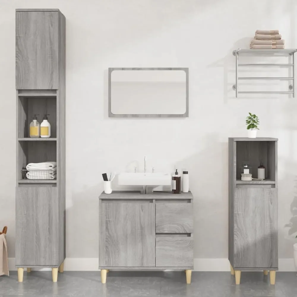 Pueblo 3 Piece Bathroom Furniture Set - Grey, Engineered Wood