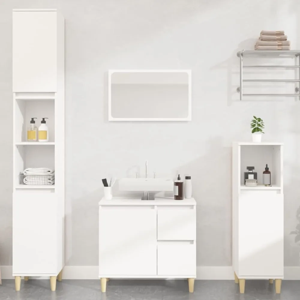 Pueblo 3 Piece Bathroom Furniture Set - White, Engineered Wood image