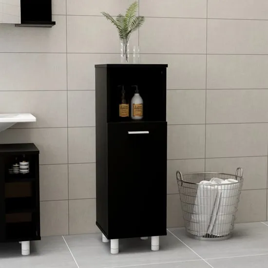 Pueblo Bathroom Storage Cabinet with 1 Door - Black
