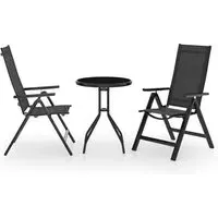 Pula 3 Piece Bistro Set - Black, Glass