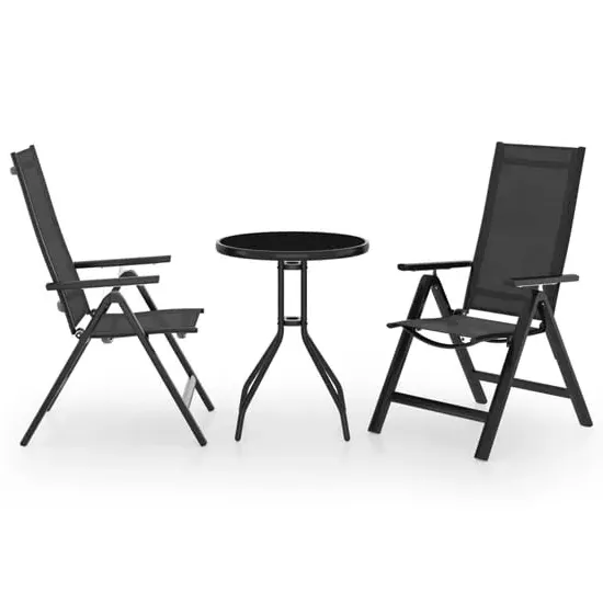 Pula 3 Piece Bistro Set - Black, Glass image