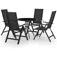 Pula 5 Piece Bistro Set - Black, Glass