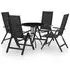 Pula 5 Piece Bistro Set - Black, Glass