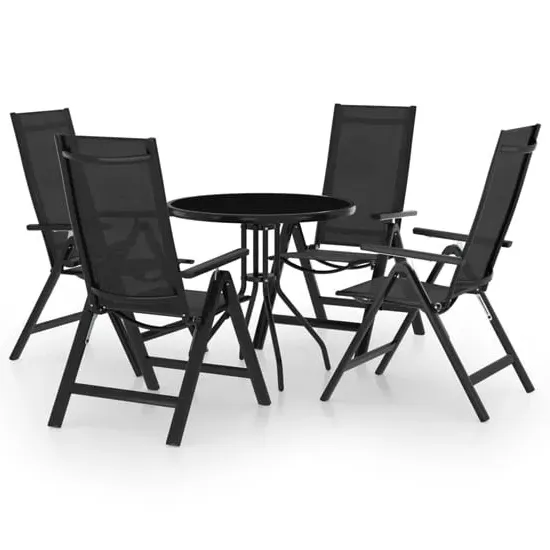 Pula 5 Piece Bistro Set - Black, Glass