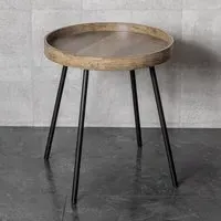 Pulaski End Table with Black Metal Legs - Dark Oak
