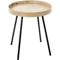 Pulaski End Table with Black Metal Legs - Light Oak