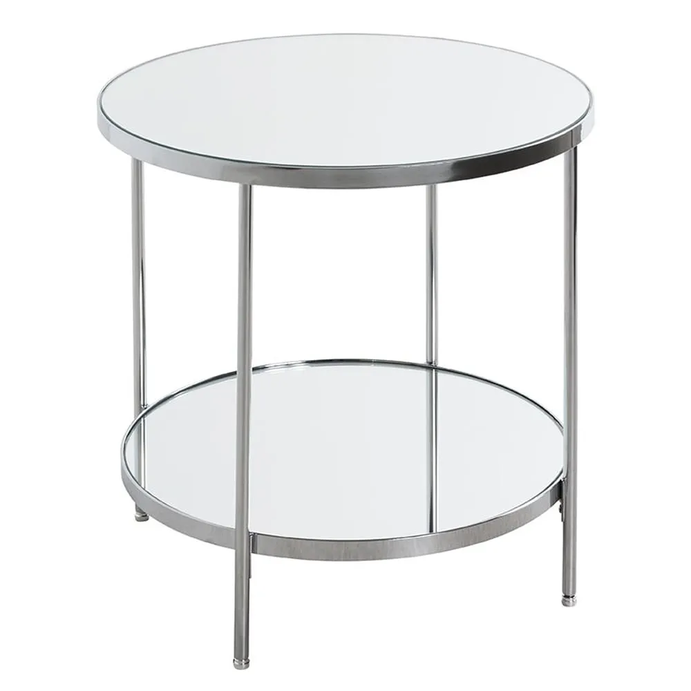 Pulaski Large Round End Table - Mirrored, Chrome