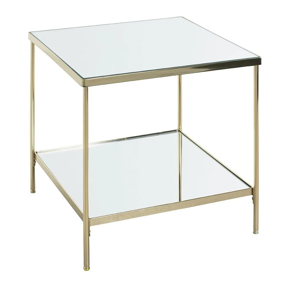 Pulaski Large Square End Table - Mirrored, Brass