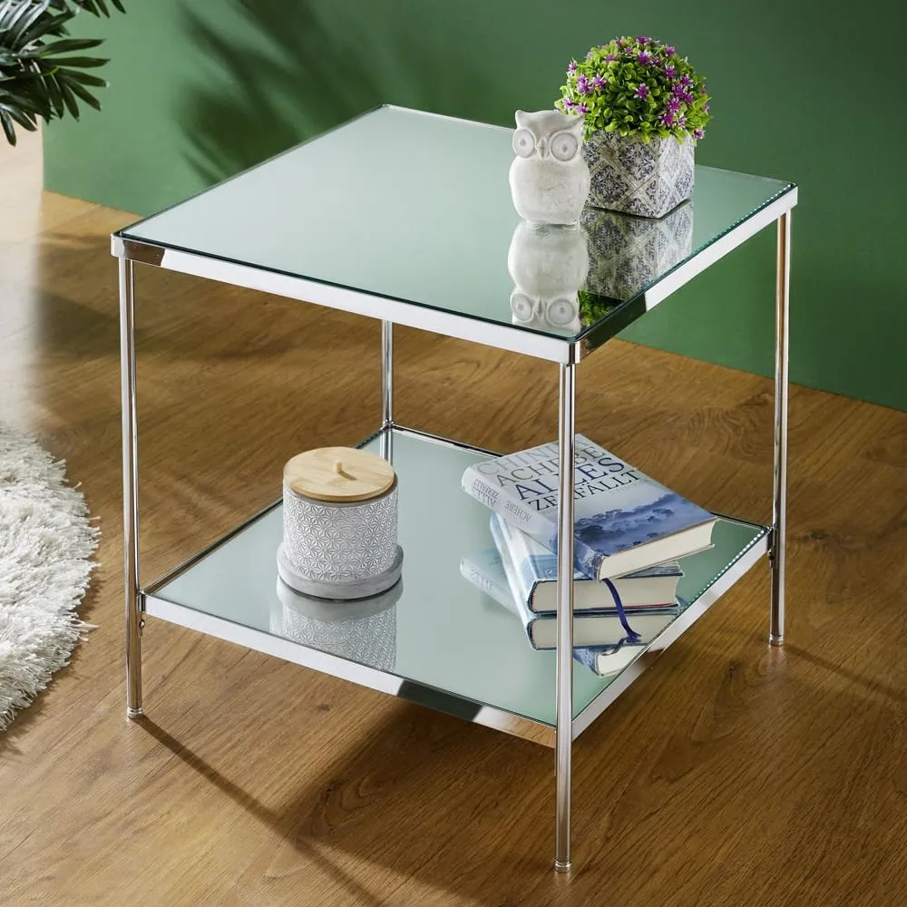 Pulaski Large Square End Table - Mirrored, Chrome