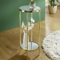 Pulaski Round Mirrored Flower Column - Brass
